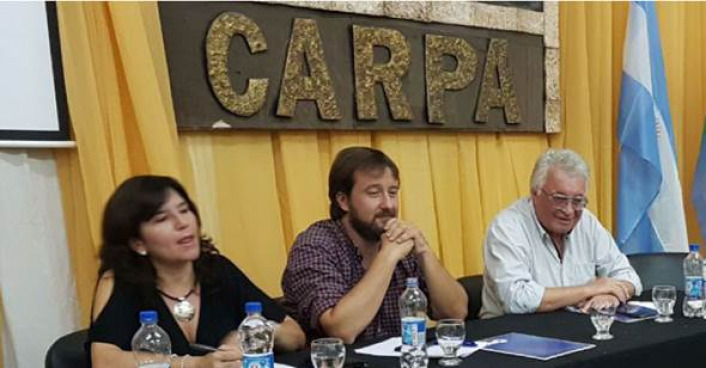 El titular del sector de Economas Regionales de la CAME, Ral Robn, junto a la senadora nacional, Olga Ins Brizuela y Doria, y el presidente de CARPA, Mario Hernn Gonzlez