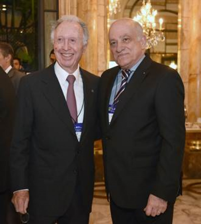 El presidente de CAME, Fabián Tarrío, junto al presidente de la CAC, Jorge Luis Di Fiori